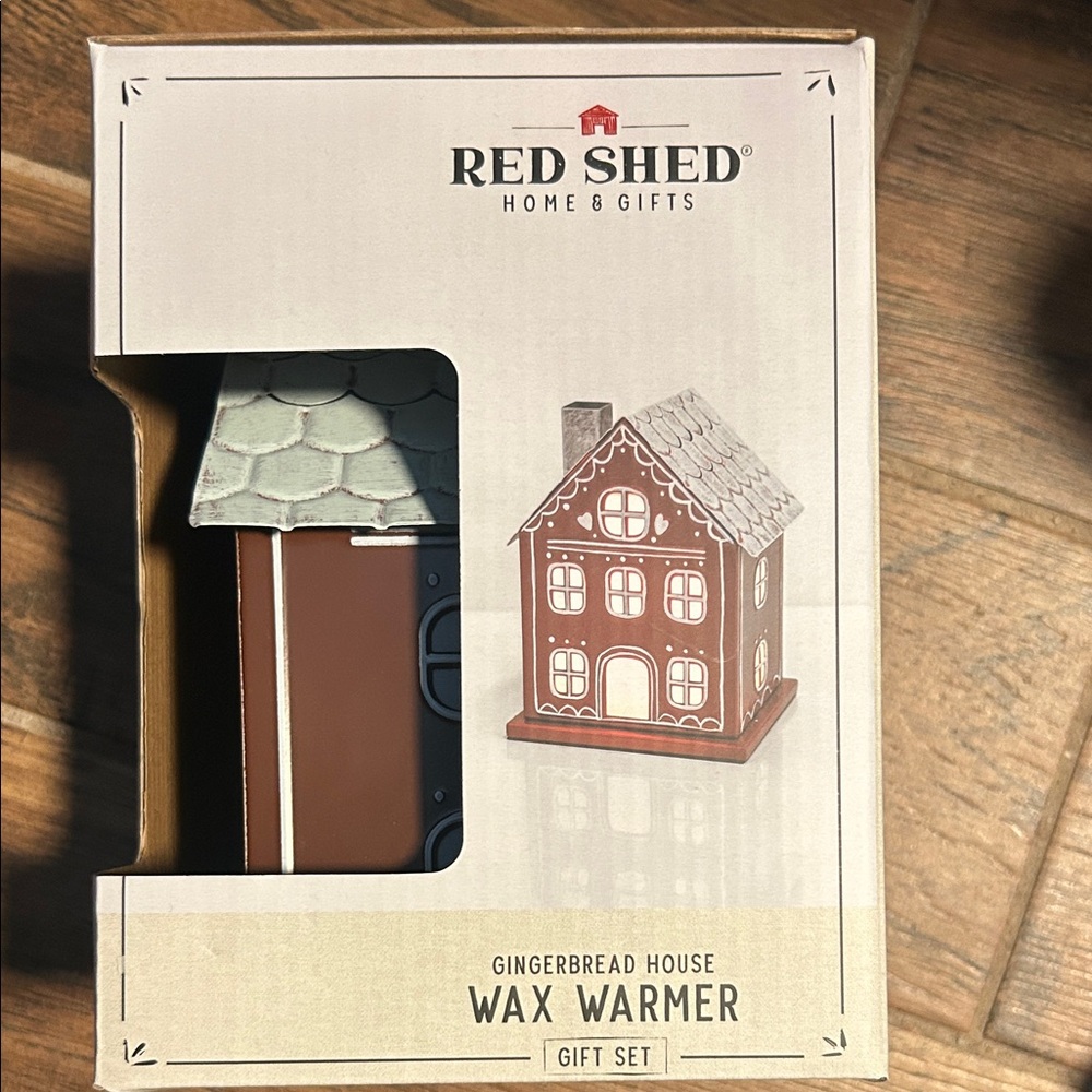 Red Shed Gingerbread House Wax Warmer Gift Set - Brown and White